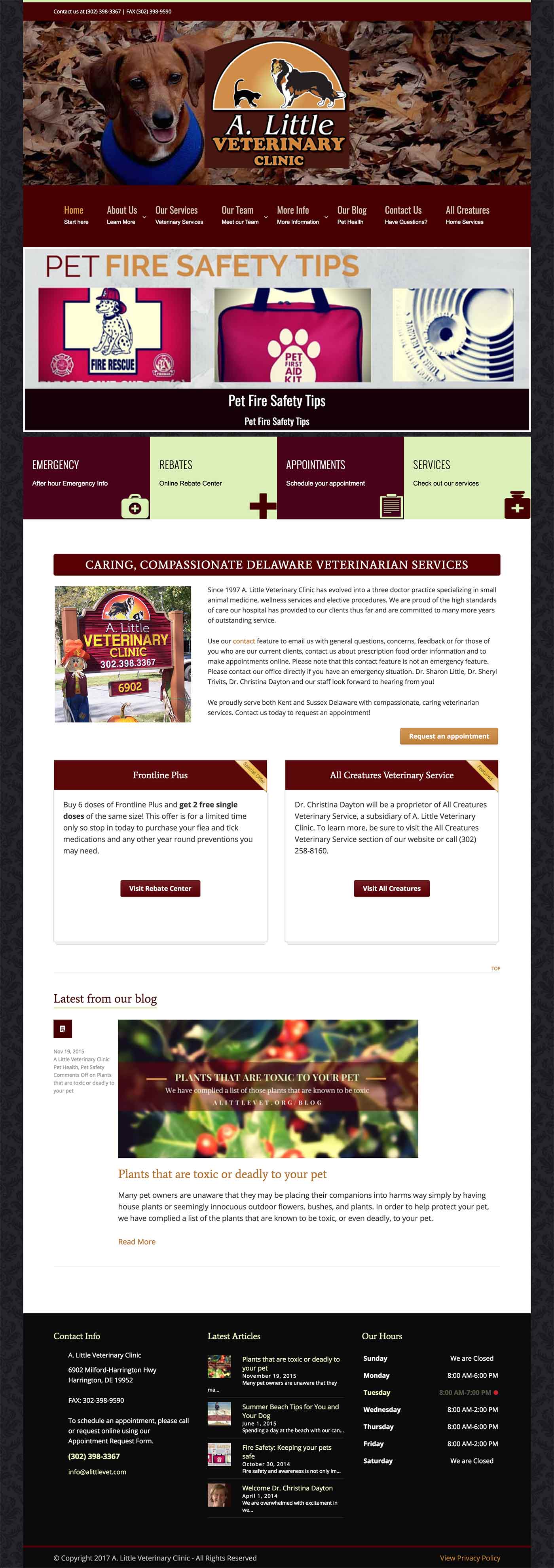 A. Little Veterinary Clinic web design and graphics by CIRJ Concepts