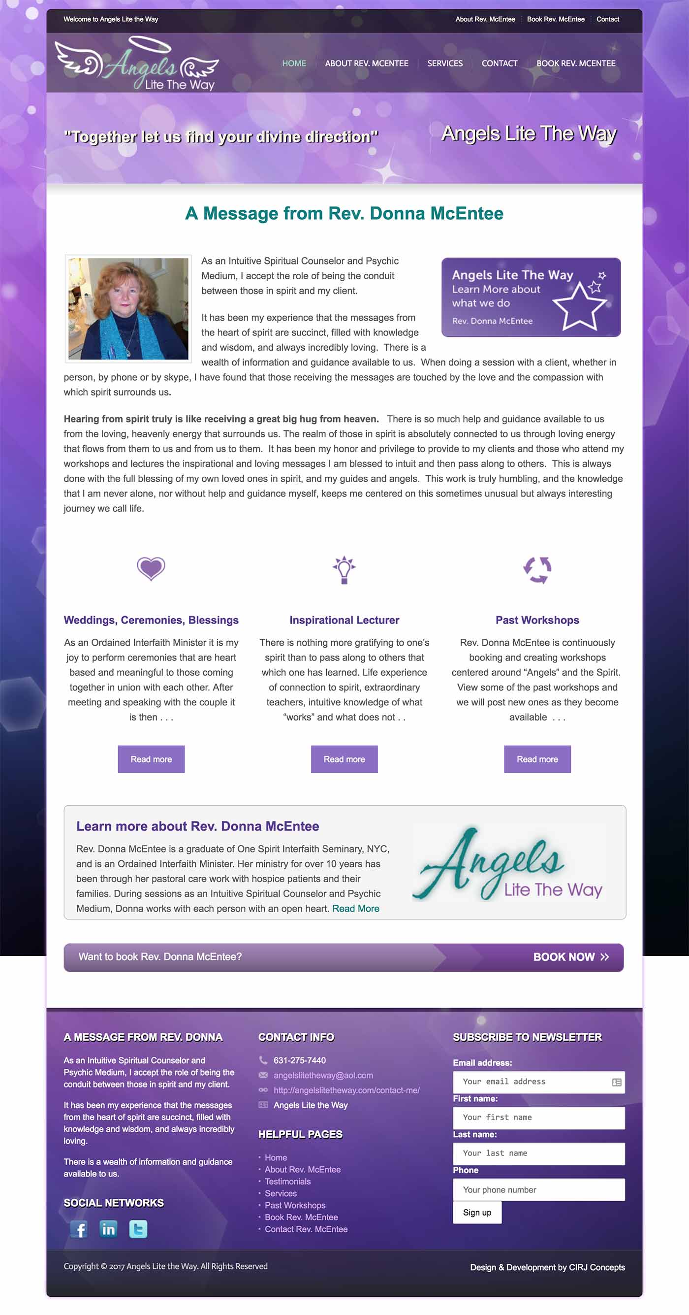 Angels Lite the Way web design and graphics by CIRJ Concepts
