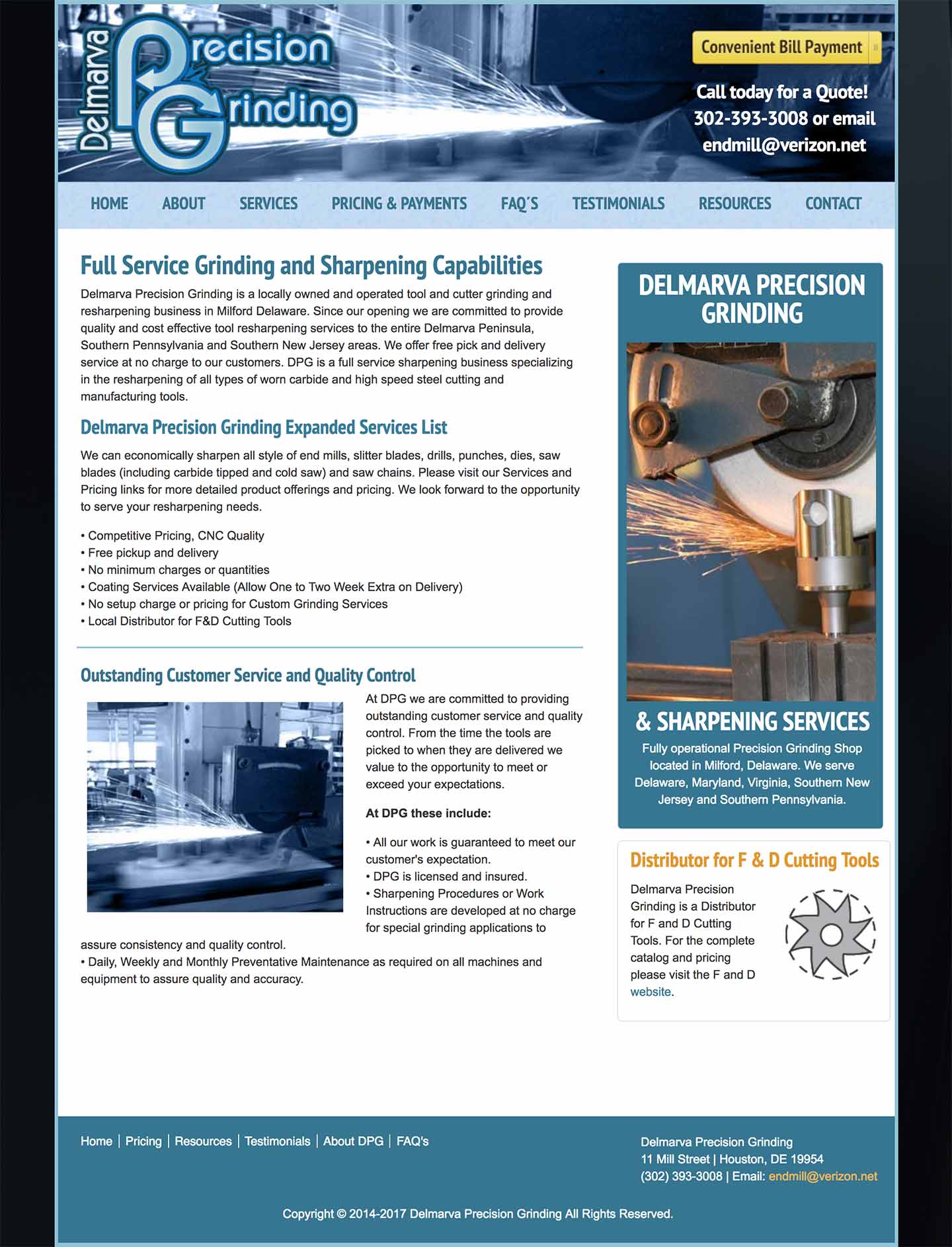 Delmarva Precision Grinding web design and graphics by CIRJ Concepts