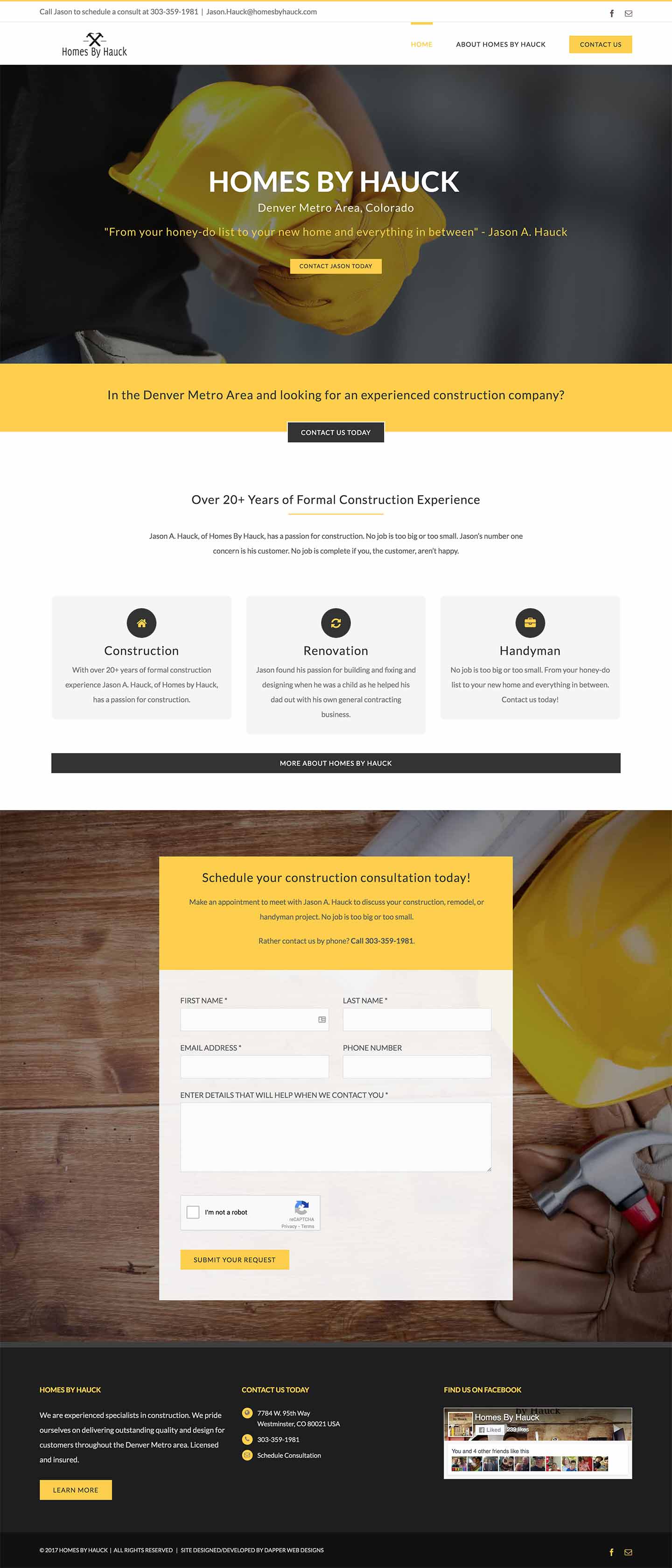 Homes by Hauck Construction Website by CIRJ Concepts