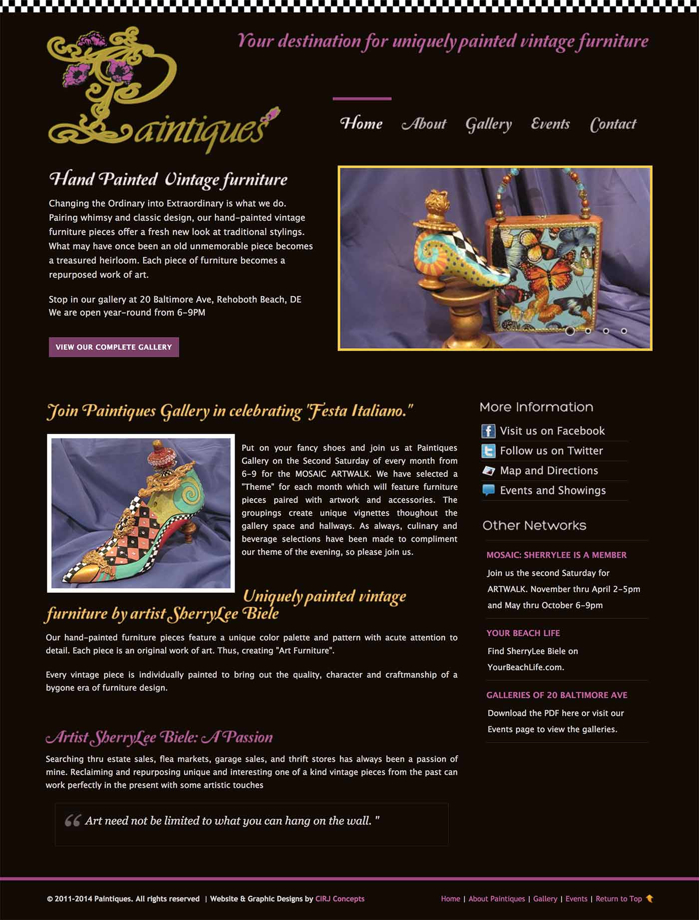 Paintiques Small Business, Retail web design and graphics by CIRJ Concepts