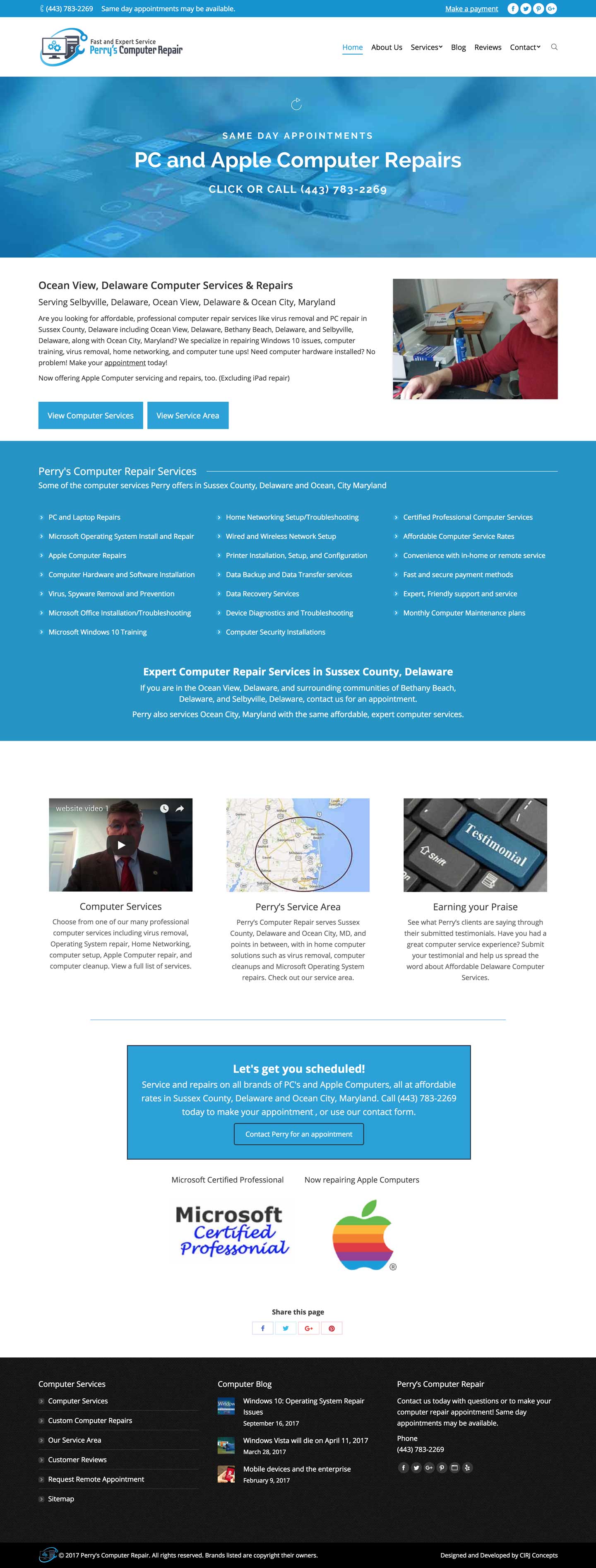 Perry's Computer Repair web design by CIRJ Concepts