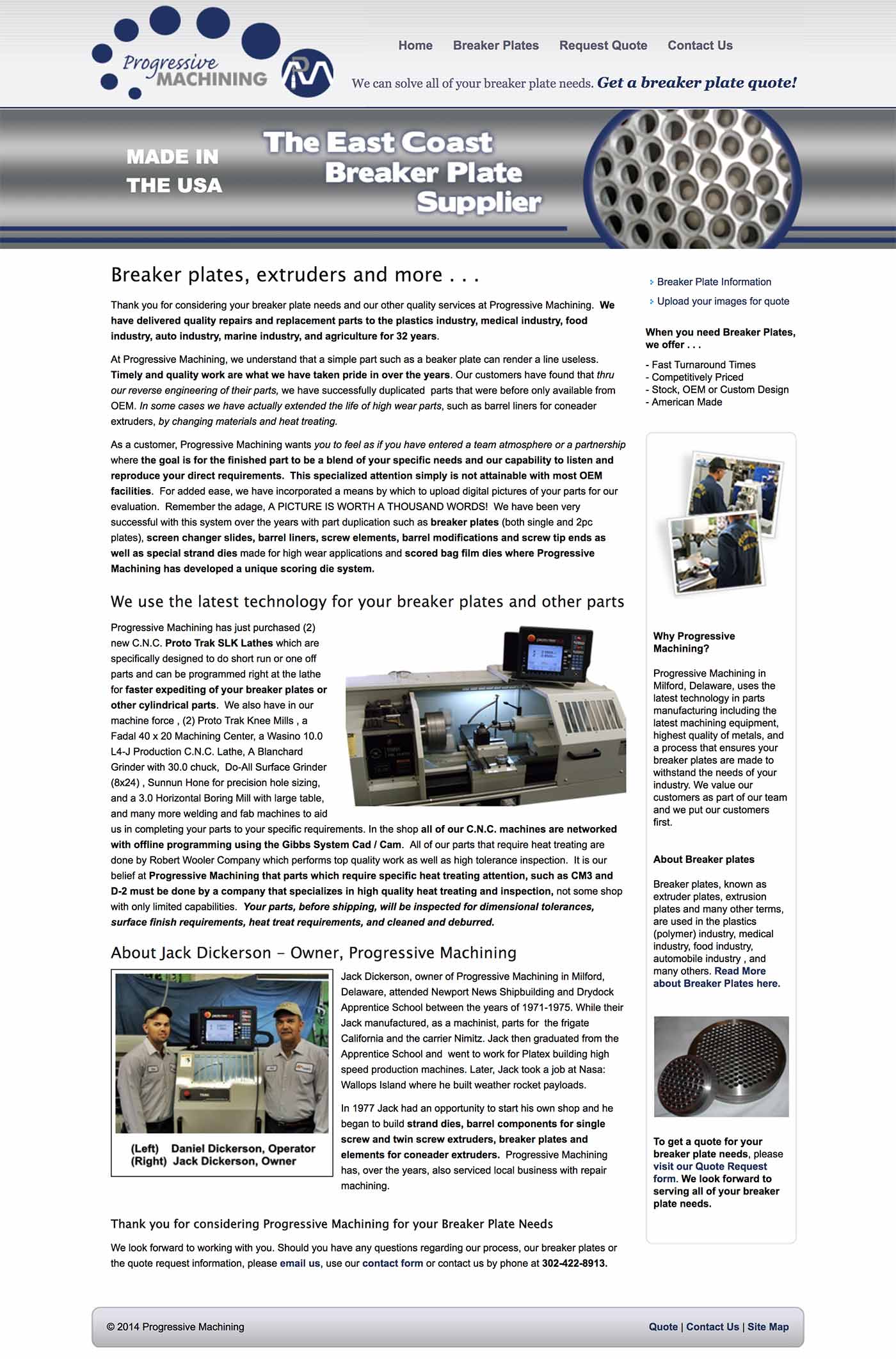 Progressive Machining Small Business web design and graphics by CIRJ Concepts